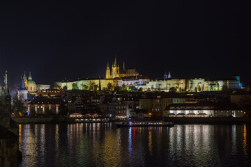 Mala Strana distric and Prague Castle over Vltava river, Prague Czech Republic