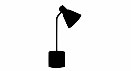 Modern Black Desk Lamp Silhouette Icon.