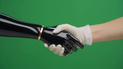 Robot and Human Handshake - A Symbol of Technological Collaboration. - Powered by Adobe