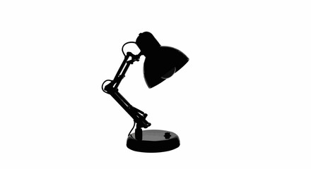 Black silhouette of an adjustable desk lamp isolated on white.