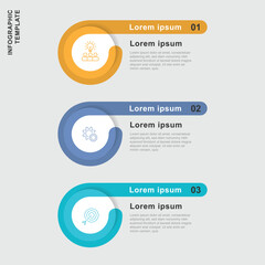 3 step infographic template vector element with icons suitable for business information and presentation banner design.