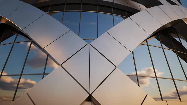 Modern Architectural Masterpiece Serves as a Visual Representation of Cutting Edge Business and Technology, Conveying a Sense of Forward Thinking Progress and Calculated Risk Taking.