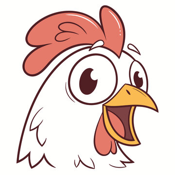 Cartoon Chicken Head With Surprised Expression character