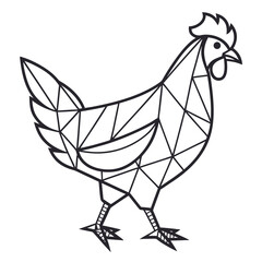 Geometric Chicken Outline Illustration bird poultry