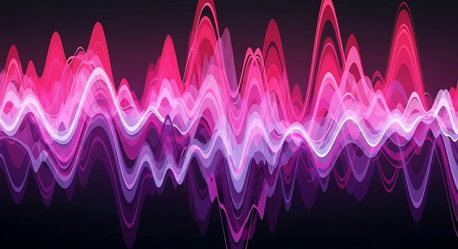 Vibrant pink and purple abstract sound wave pattern