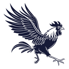 Dynamic Illustration of a Rooster with Wings Spread chicken bird