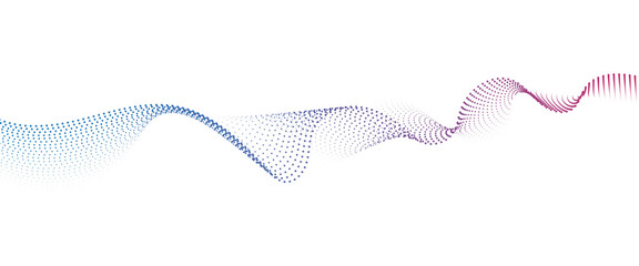 Flowing Dot Wave halftone gradient pattern on transparent background	
