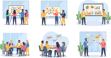 Fototapeta premium Group of Business People Presenting Data Analyzing Charts in Modern Office
