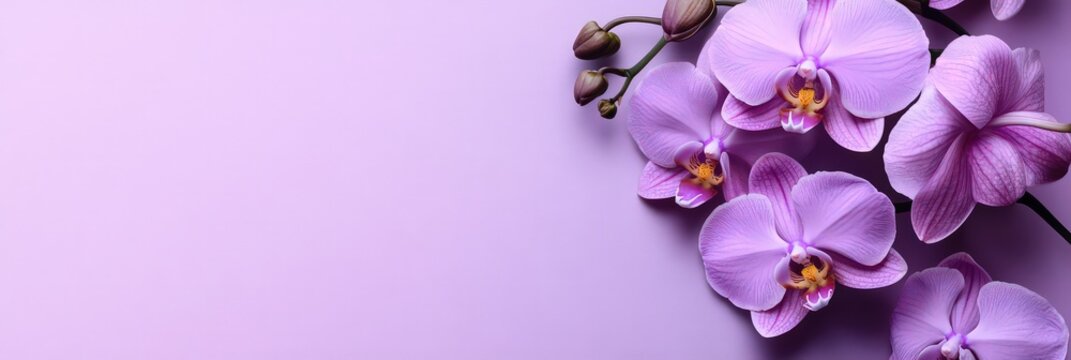 Beautiful lilac orchid flower Phalaenopsis with copy space