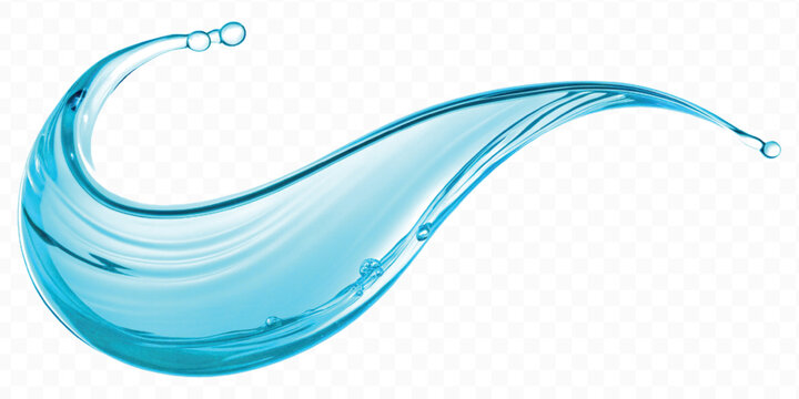 dynamic smooth liquid fresh water splash in different color and curve style isolated on white background 