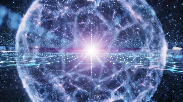 A futuristic space filled with bubbles and a sea of lights radiates an aura of modern innovation, perfectly capturing the concept of technological advancements and forward thinking visionaries.