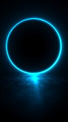Obraz premium glowing cyan circle hovers over a dark field