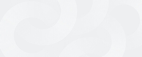Abstract white glowing geometric lines on gray background. Modern shiny blue circle lines pattern. Futuristic technology concept. Suit for cover, poster, banner, brochure, header, vector modern