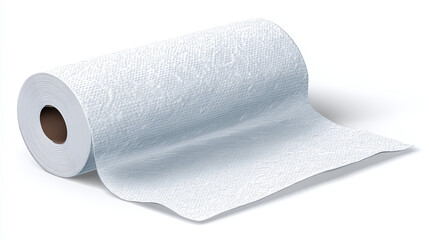 Obraz premium A roll of paper towels sits elegantly, ready for use. The texture and soft white color convey cleanliness and utility. Perfect for spills and messes.
