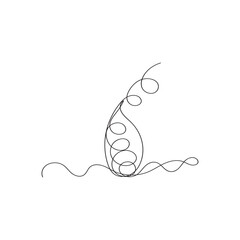 Continuous line drawing Water drop single line illustration