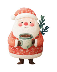 Fototapeta premium PNG Cozy Santa with cocoa