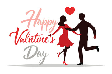 Valentine Shadow Play Couple – Hand Hold to Dance Vector