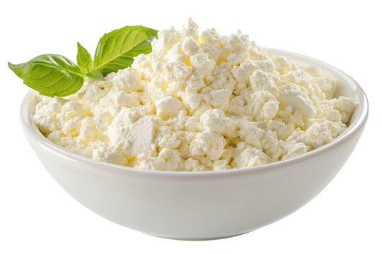 Fresh Cottage Cheese in a Rustic Wooden Bowl