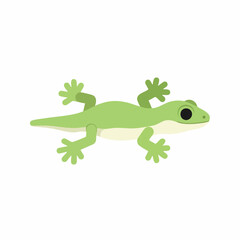 Fototapeta premium Vibrant Green Gecko Lizard with Large Black Eyes Illustration.