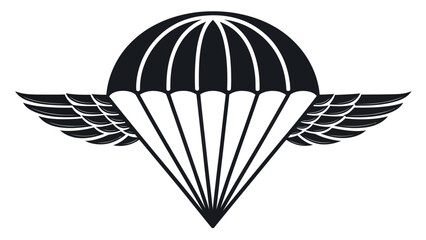 Bold skydiving badge design for aviation enthusiasts, symbolizing adventure and freedom, ideal for apparel or logo, originally a scalable vector graphic