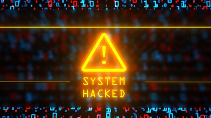 3D illustrastion - Data Matrix Warning Sign System Hacked