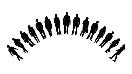 People silhouettes in an arch isolated on white background, Vector