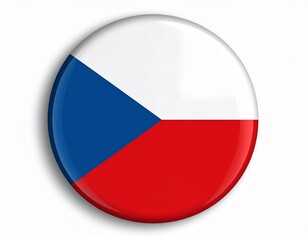 Czech Republic Flag Button on White Background