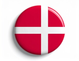 Denmark Flag Button on White Background