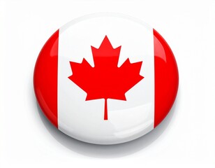 Obraz premium Canada Flag Button on White Background