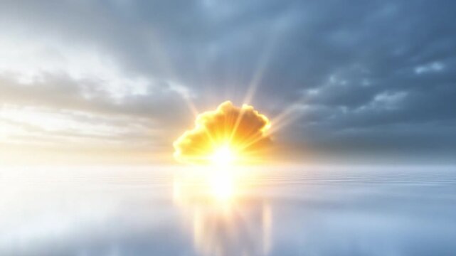 Golden Sunrise Over Horizon: A breathtaking panorama unfolds as the sun's radiant rays pierce through the clouds, casting a spell of warmth and serenity over the horizon.