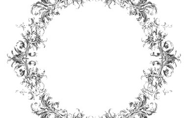 Grunge style floral ornament frame with antique decorative elements for artistic vintage layouts