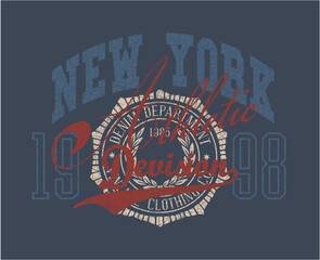 Old-70s-80s-90s-vintage-retro-college-varsity-style-New-York-city-athletic-devision-text-tee-t-shirt-sports-design