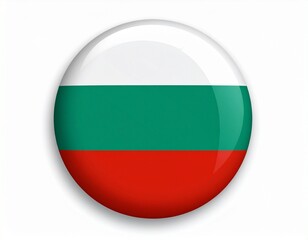 Obraz premium Bulgaria Flag Button on White Background