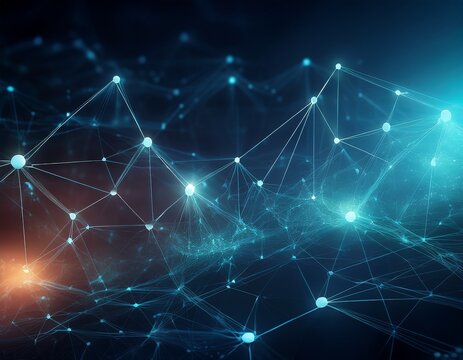 geometric abstract background with connected dots and lines molecular structure and communication digital technology background and network connection