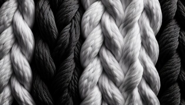 black and white high contrast knitted cable texture for creative design