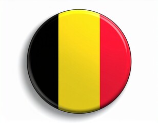 Belgium Flag Button on White Background