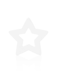 Christmas decoration or ornament in shape of wood star on white isolated background isolated on white background with clipping path. Design element.