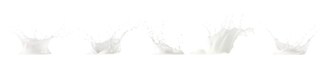 Fototapete Rund Milchshake Set of milk splash or cream isolated on white background with clipping path cut out. Design element.  © kasia2003