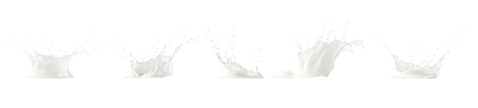 Set of milk splash or cream isolated on white background with clipping path cut out. Design element.