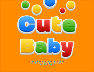 Obraz premium Vector Joyful sign Cute Baby. Bright Colorful Font. Creative Children Alphabet Letters and Numbers.