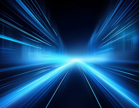 a gradient for technology with a blue arrow and blur effect for a light speed background and abstract digital motion