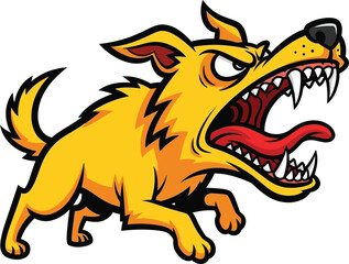 yellow angry dog cartoon on white background