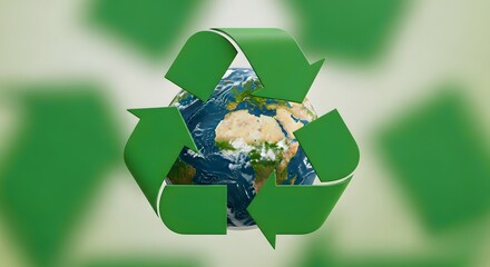 Earth globe inside green recycling symbol for environmental awareness