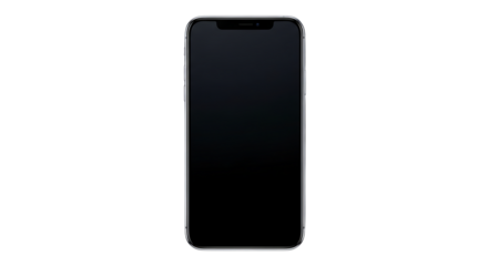 Smartphone with blank screen on black background