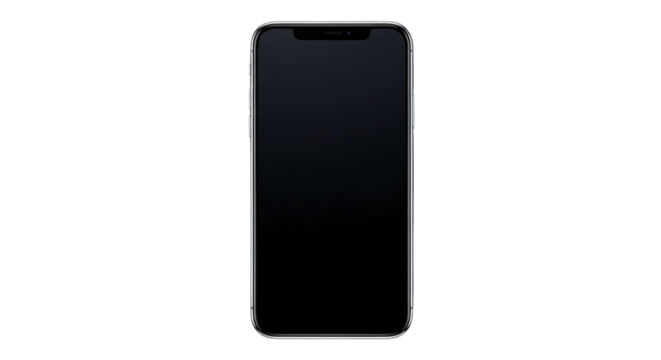 Smartphone with blank screen on black background