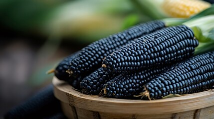 Black corn cobs harvesting from agriculture field