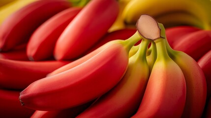 Red bananas bunch showcasing healthy exotic fruit