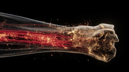 Futuristic Digital Human Face with Data Flow and Technology Visualization