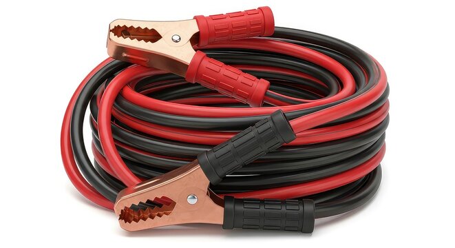 Car Jump Starter Cables With Copper Clamps - Red And Black Heavy Duty Wires