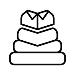 Folded clothes stack outline icon, clean laundry household textile organization vector graphic